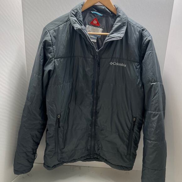 Columbia Sportswear Co Zip Up Gray Puffer Jacket Womens M Omni Heat Waterproof - Picture 1 of 7